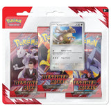 Frontansicht eines 3-Pack Blister der Pokémon TCG Erweiterung Destined Rivals