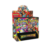 Frontansicht eines Booster Display der Pokémon TCG Erweiterung Mega Evolution