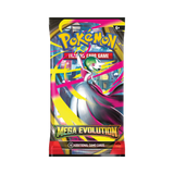 Frontansicht eines Boosterpacks der Pokémon TCG Erweiterung Mega Evolution