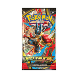 Frontansicht eines Boosterpacks der Pokémon TCG Erweiterung Mega Evolution