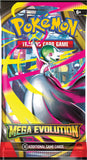 Frontansicht eines Boosterpacks der Pokémon TCG Erweiterung Mega Evolution