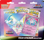 Frontansicht einer Tech Sticker Collection der Pokémon TCG Erweiterung Prismatic Evolutions