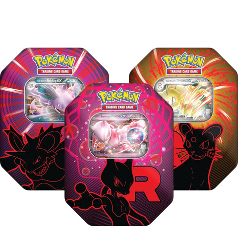 Frontansicht der 3 verschiedenen Team Rocket Tins